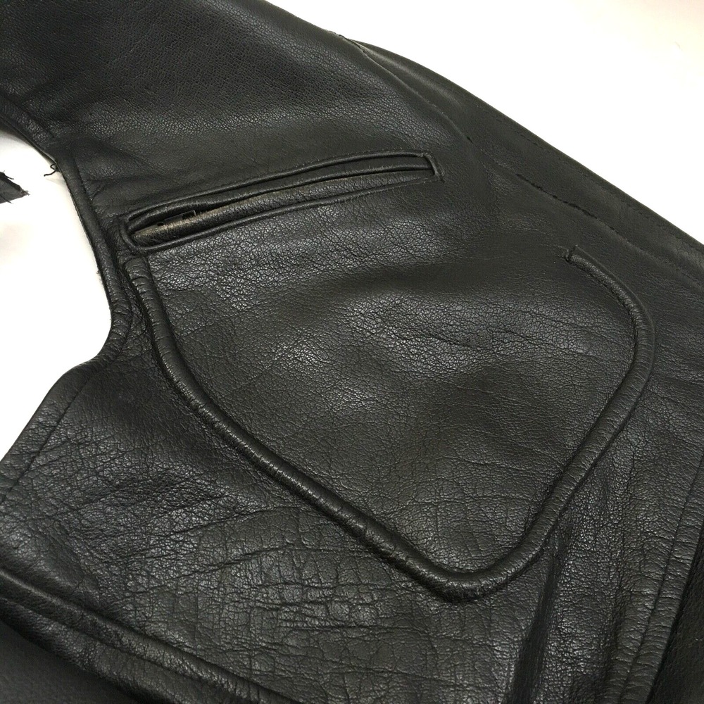 Leather King Motorcycle Chaps Black Leather Mens Large Pockets Heavy Supple - Picture 3 of 8